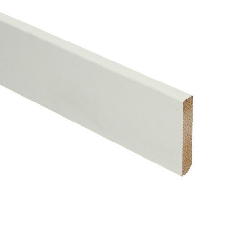 Plint hardhout recht 70x10 mm wit gegrond