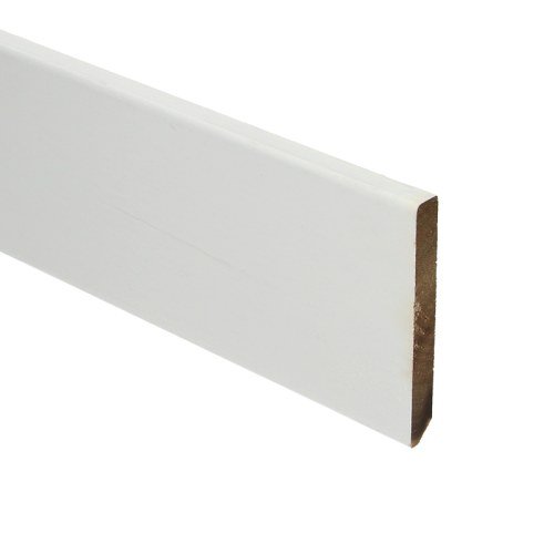 Plint hardhout recht 90x10 mm wit gegrond